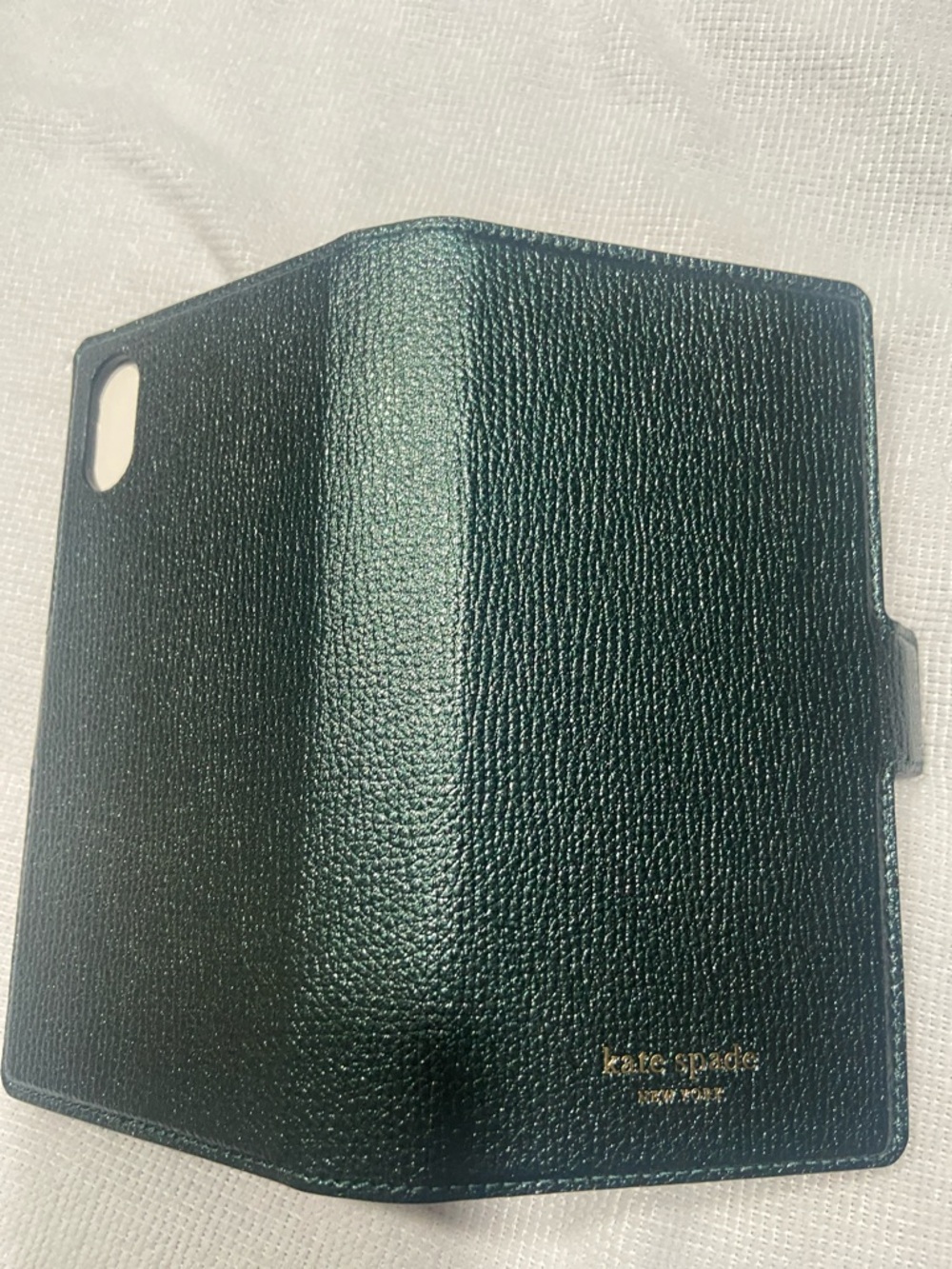 Kate Spade Folio iPhone Case in a dark forest green textured - Picture 3 of 3